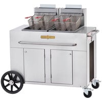 Crown Verity PF-2-NG 70-80 lb. Double Tank Portable Outdoor Fryer - Natural Gas