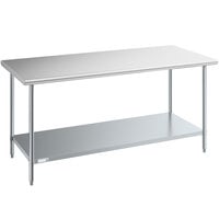 Steelton 30 inch x 72 inch 18 Gauge 430 Stainless Steel Work Table with Undershelf