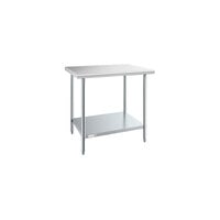 Steelton 30 inch x 36 inch 18 Gauge 430 Stainless Steel Work Table with Undershelf