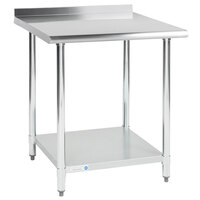 Steelton 30 inch x 30 inch 18 Gauge 430 Stainless Steel Work Table with Undershelf and 2 inch Rear Upturn