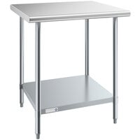 Steelton 30 inch x 30 inch 18 Gauge 430 Stainless Steel Work Table with Undershelf