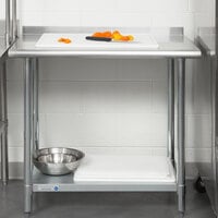 Steelton 24 inch x 36 inch 18 Gauge 430 Stainless Steel Work Table with Undershelf and 2 inch Rear Upturn