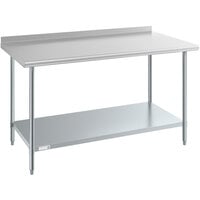 Steelton 30 inch x 60 inch 18 Gauge 430 Stainless Steel Work Table with Undershelf and 2 inch Rear Upturn