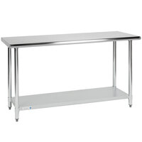 Steelton 24 inch x 60 inch 18 Gauge 430 Stainless Steel Work Table with Undershelf