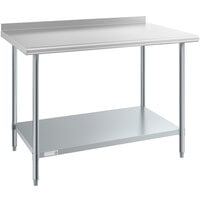 Steelton 30 inch x 48 inch 18 Gauge 430 Stainless Steel Work Table with Undershelf and 2 inch Rear Upturn