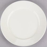 Choice 9 5/8 inch Ivory (American White) Wide Rim Rolled Edge Stoneware Plate - 12/Pack