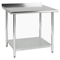 Steelton 30 inch x 36 inch 18 Gauge 430 Stainless Steel Work Table with Undershelf and 2 inch Rear Upturn