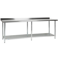 Steelton 30 inch x 96 inch 18 Gauge 430 Stainless Steel Work Table with Undershelf and 2 inch Rear Upturn