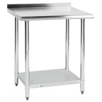 Steelton 24 inch x 30 inch 18 Gauge 430 Stainless Steel Work Table with Undershelf and 2 inch Rear Upturn