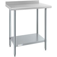 Steelton 24 inch x 30 inch 18 Gauge 430 Stainless Steel Work Table with Undershelf and 2 inch Rear Upturn