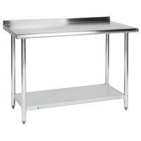 Steelton 24 inch x 48 inch 18 Gauge 430 Stainless Steel Work Table with Undershelf and 2 inch Rear Upturn