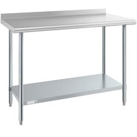 Steelton 24" x 48" 18 Gauge 430 Stainless Steel Work Table with Undershelf and 2" Rear Upturn