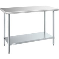 Steelton 24 inch x 48 inch 18 Gauge 430 Stainless Steel Work Table with Undershelf