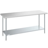 Steelton 24 inch x 72 inch 18 Gauge 430 Stainless Steel Work Table with Undershelf