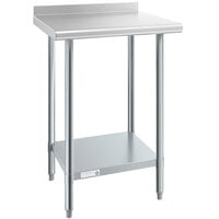 Steelton 24 inch x 24 inch 18 Gauge 430 Stainless Steel Work Table with Undershelf and 2 inch Rear Upturn