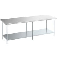 Steelton 30 inch x 96 inch 18 Gauge 430 Stainless Steel Work Table with Undershelf