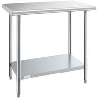Steelton 24 inch x 36 inch 18 Gauge 430 Stainless Steel Work Table with Undershelf
