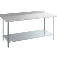 Steelton 30 inch x 72 inch 18 Gauge 430 Stainless Steel Work Table with Undershelf and 2 inch Rear Upturn