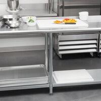 Steelton 24 inch x 96 inch 18 Gauge 430 Stainless Steel Work Table with Undershelf and 2 inch Rear Upturn