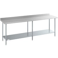 Steelton 24 inch x 96 inch 18 Gauge 430 Stainless Steel Work Table with Undershelf and 2 inch Rear Upturn