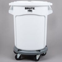 Rubbermaid BRUTE 20 Gallon White Round Trash Can, Lid, and Dolly Kit