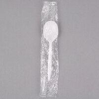 Choice Individually Wrapped Medium Weight White Plastic Soup Spoon - 100/Pack