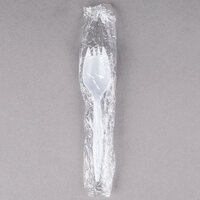 Choice Individually Wrapped Medium Weight White Plastic Spork - 100/Pack
