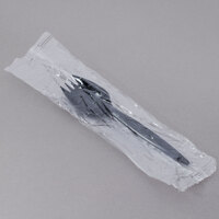 Choice Individually Wrapped Medium Weight Black Plastic Spork - 100/Pack