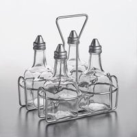 4 Compartment Wire Caddy with 6 oz. Cruets and Stoppers