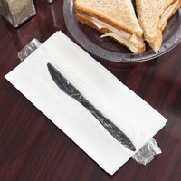 Choice 6 1/2 inch Individually Wrapped Medium Weight Black Plastic Knife - 100/Pack