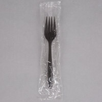 Choice Individually Wrapped Medium Weight Black Plastic Fork - 100/Pack