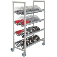 Cambro CPMU244875PDPKG Camshelving® Premium Speckled Gray Angled Drying Rack Cart - 24 inch x 48 inch x 75 inch