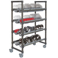 Cambro EMU244878PDPKG Camshelving® Elements Brushed Graphite Angled Drying Rack Cart - 24 inch x 48 inch x 78 inch