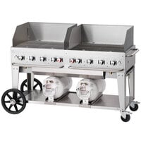 Crown Verity CCB-60WGP 60 inch Outdoor Club Grill with 2 Horizontal Propane Tanks and Wind Guard Package