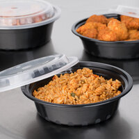 Choice 16 oz. Black 6 1/4 inch Round Microwavable Heavy Weight Container with Lid - 25/Pack