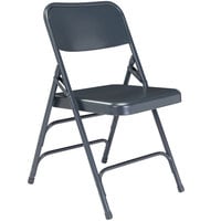 National Public Seating 304 Char-Blue Premium Metal Triple-Brace Folding Chair
