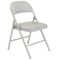 National Public Seating 952 Commercialine Gray Metal Folding Chair with Gray Padded Vinyl Seat