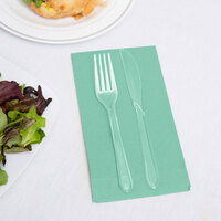 Creative Converting 318903 Fresh Mint Green 3-Ply Guest Towel / Buffet Napkin - 192/Case