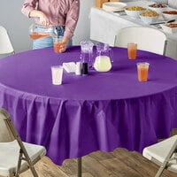 Creative Converting 318932 82 inch Amethyst Purple OctyRound Plastic Table Cover - 12/Case