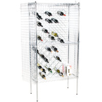 Regency 18 inch x 36 inch Chromate Finish Wire Wine Rack Kit with 74 inch Chrome Stationary Posts, 4 Shelves, and Security Cage