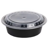 Choice 32 oz. Black 7 1/4" Round Microwavable Heavyweight Container with Lid - 10/Pack
