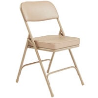National Public Seating 3201 Beige Steel Folding Chair with 2" Beige Vinyl Padded Back and Seat