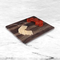 Elite Global Solutions M12105RC Fo Bwa 12 inch x 10 inch Faux Hickory Wood Serving Board with Double Ramekin Compartment