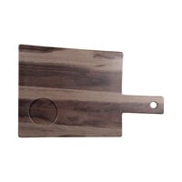 Elite Global Solutions M109RC Fo Bwa 9 3/4" x 8 7/8" Faux Hickory Wood Serving Board with Ramekin Compartment and Handle