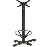 FLAT Tech KX2230 22 inch x 30 inch Black Self-Stabilizing Cast Iron Bar Height Table Base with Foot Ring