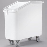 Cambro IBS20148 21 Gallon / 335 Cup White Slant Top Mobile Ingredient Storage Bin with 2-Piece Sliding Lid