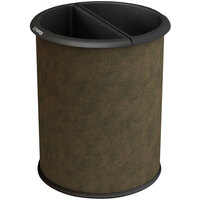 Commercial Zone 780947 Precision InnRoom 12.8 Qt. / 3.2 Gallon Brown Vinyl Round Recycler Trash Receptacle / Wastebasket with Black Liners