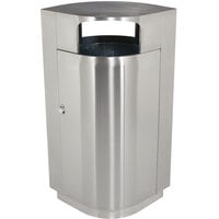 Commercial Zone 782129 Leafview 40 Gallon Oval Stainless Steel Trash Receptacle