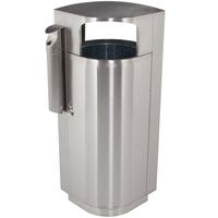 Commercial Zone 78232999 Leafview 40 Gallon Oval Stainless Steel Trash Receptacle with Cigarette Receptacle