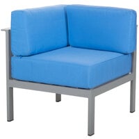BFM Seating PH6101SG-L Belmar Soft Gray Aluminum Outdoor / Indoor Cushion Armchair with Left Armrest